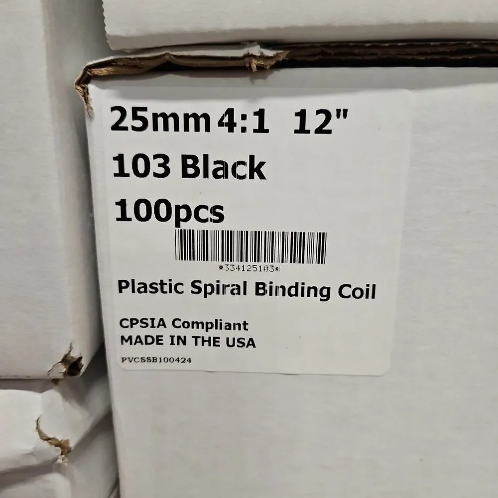 25mm Black 4:1 Pitch Spiral Binding Coil 12